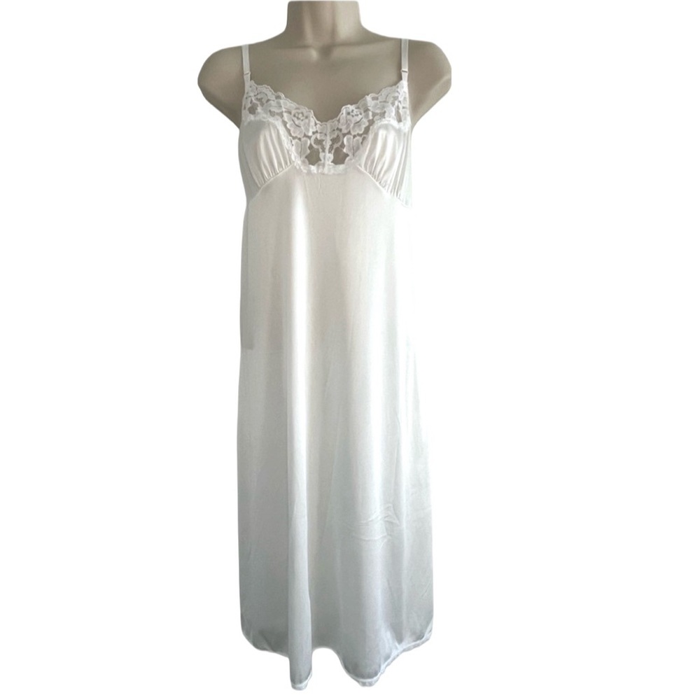 Vassarette White Lace Dress Slip Y2K Fairycore Satin Coquette Slinky Size 42 2X